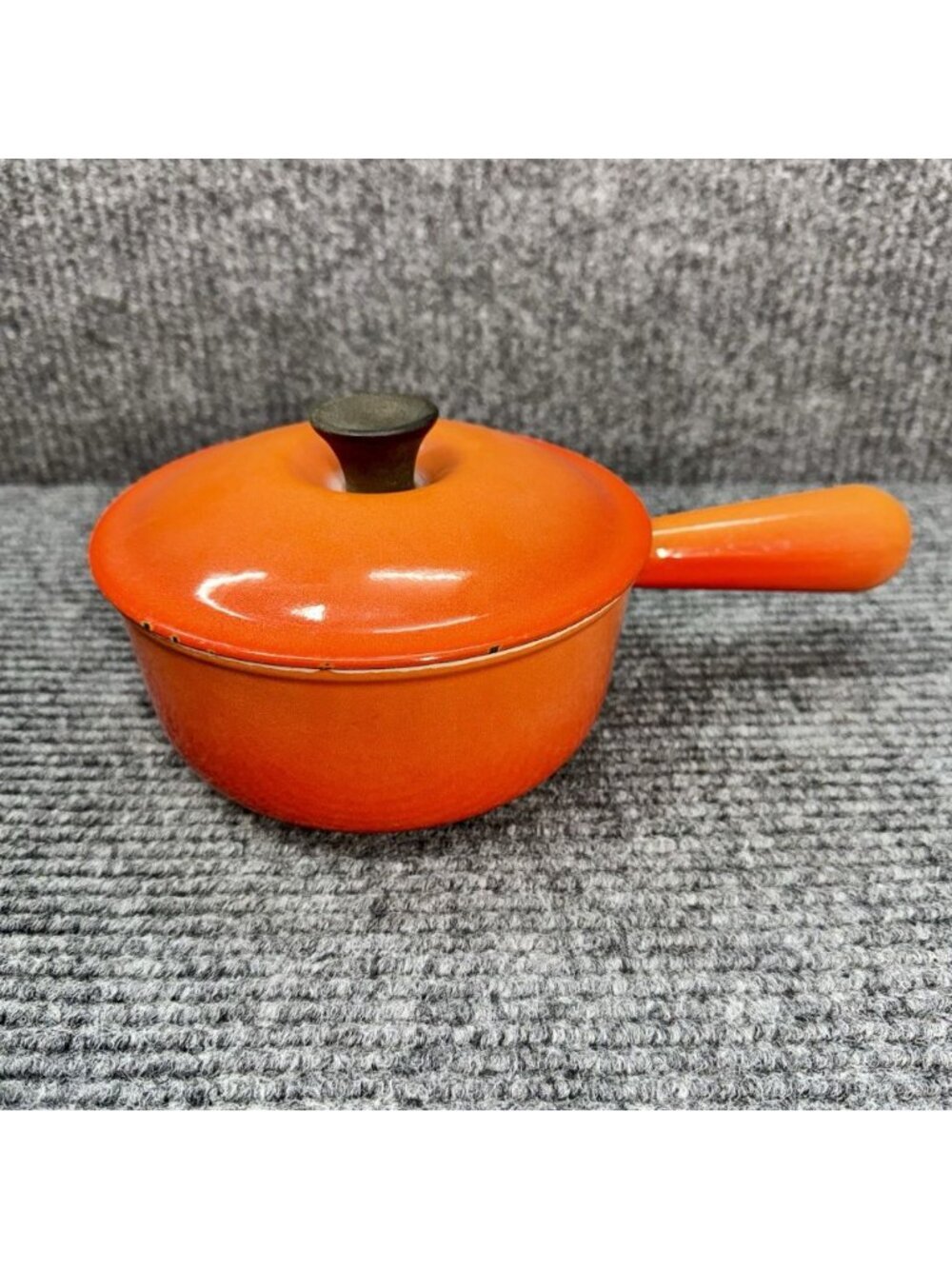 Vintage Le Creuset #16 Flame Orange Sauce Pan w/Lid Ombré Hollow Handle Cookware